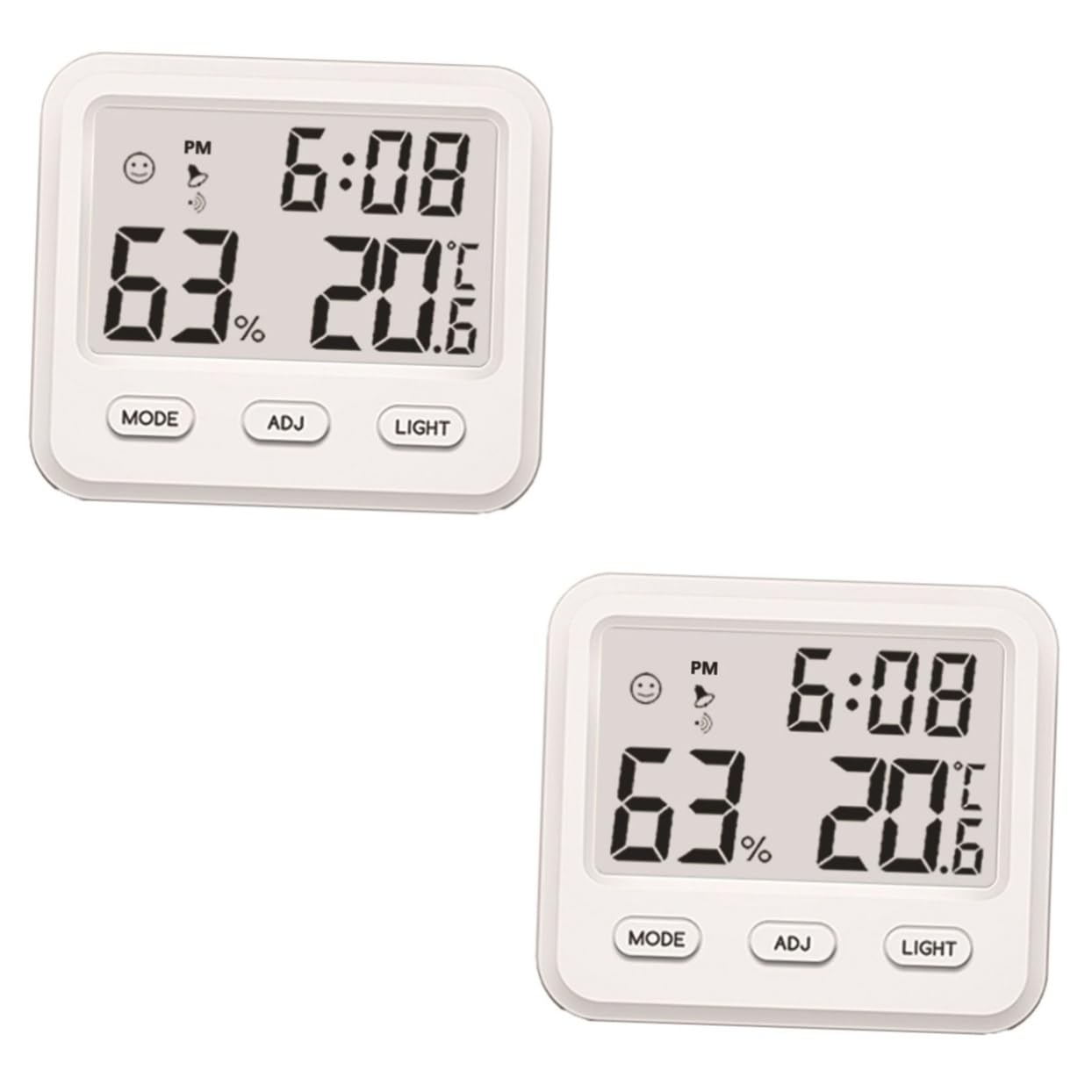 Mipcase Lot De 2 Hygromètres D'intérieur Avec Horloge Moniteur Précis De Température Et D'humidité Pour La Maison Le Bureau La De Bébé