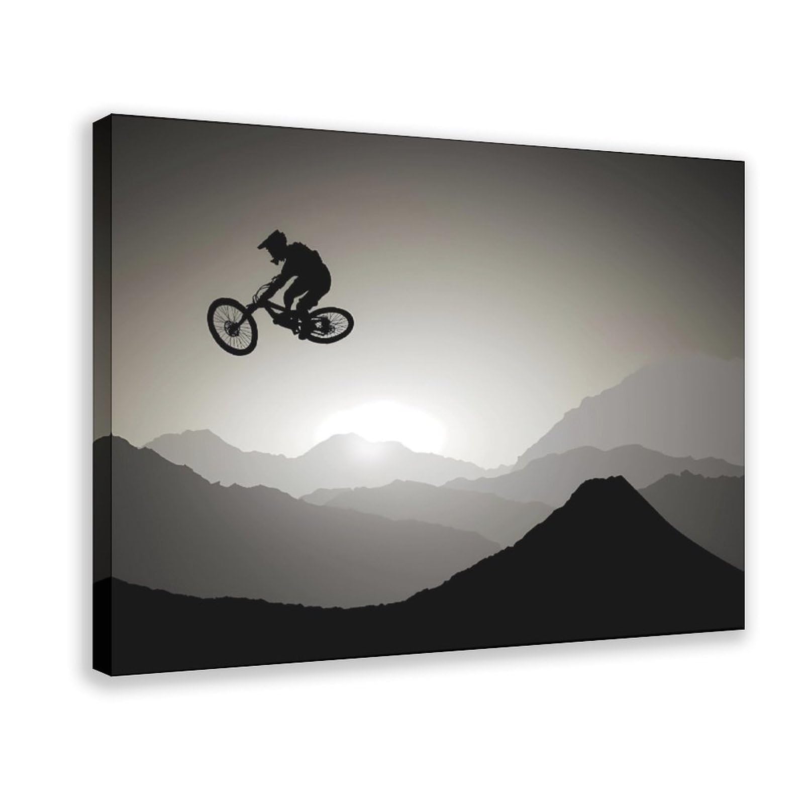 Qnvjqkdsi Frame Downhill Mountainbiker Mtb Art Canvas Poster Bedroom Decor Landscape Office Room Decor Gift 16" L X 24" W