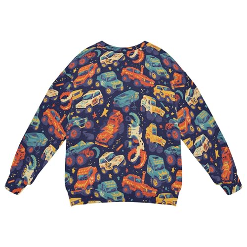 JUNZAN Monster Colorful Trucks Kids Girls Pullover Hoodie Long Sleeve Boys Sweat Shirt Camping 4T2
