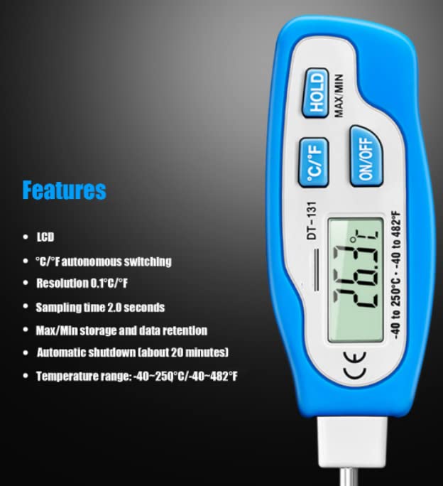 VIHELM DT-131 thermometer display showing features