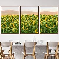 3 Piece Framed Canvas Wall Art Yellow Cluster Flowers and Colorful Bouquet Canvas Prints Home Artwork Decoration for Living Room,Bedroom - 16
