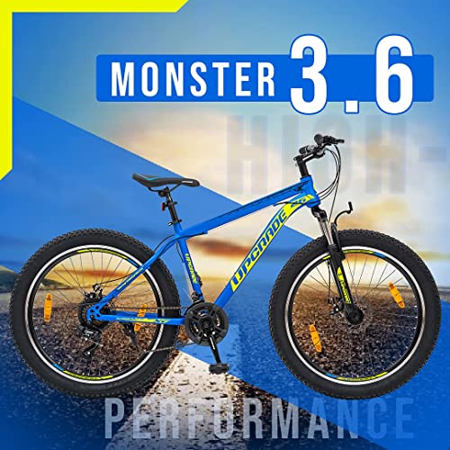Image of UPGRADE Cycle Monster 3.6 with Disc Brake, Front Suspension and 21 Speed Shimano Gear I Ideal for: Adults (Above 10 Years) I Frame Size: 17 inch | Unisex Cycle | 85% Assembled (Easy self-Assembly)