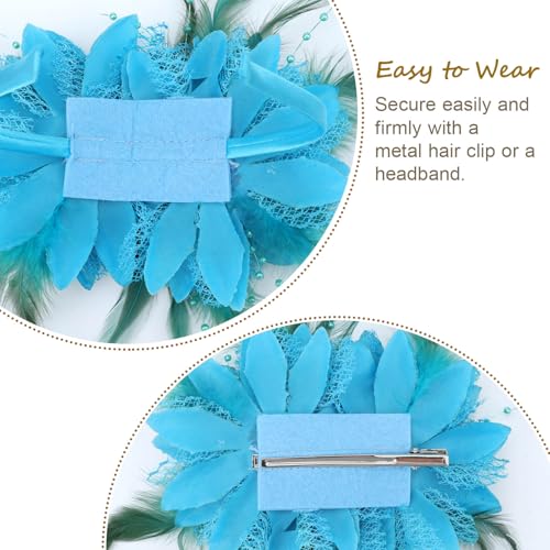 Image of DRESHOW Womens Fascinators Hats Tea Party Hats for Women Pearl Lace Feather Hat Vintage Derby Hats for Wedding Cocktail