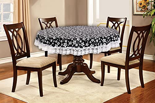 Image of The Furnishing Tree Round Shaped 4 Seater Table Cover WxL 60x60 inches with White Border lace