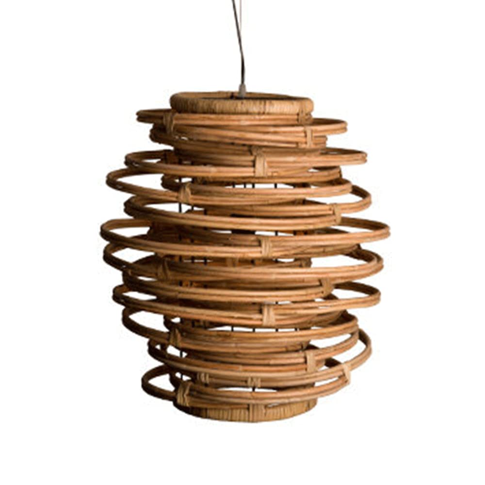 LYMSXAZOU Chandelier Farmhouse Bamboo Pendant Light Fixture LED Lampshade Rattan Basket Hanging Ceiling Lamp Modern Retro Boho Wicker Lighting For Dining Room Restaurant Living -