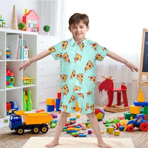 Image of visesunny Boy Floral Short Sleeve Button Down Shirt & Casual Shorts Set Summer Outfits 3-10 Years Clothes