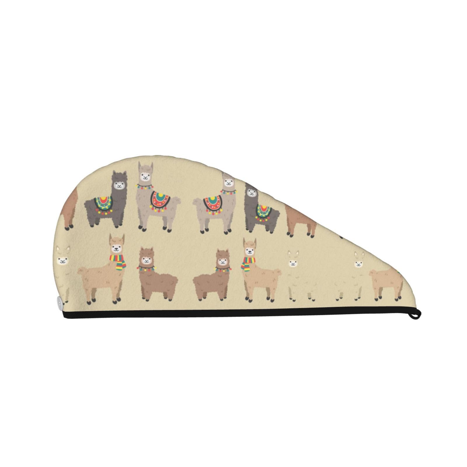 Bondij Women's Llama And Alpaca Bath Shower Cap For Coral Velvet Dry Hair Cap Absorbent Fast Drying Towels