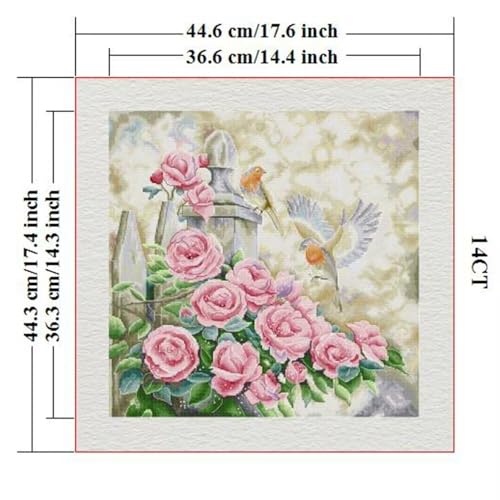 Image of CROSSDECOR Stamped Cross Stitch Kits Full Range of DIY Needlepoint for Adult Beginners Pattern, for Gift and Home Decor 14CT 2 Strands Summer Garden,17.72x17.32 inch