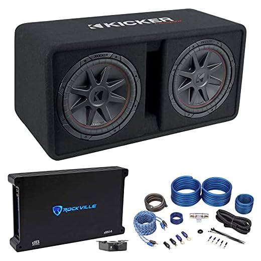 KICKER 48DCVR122 CompVR 1600w Dual 12" Subwoofers+Vented Sub Box +Mono Amplifier