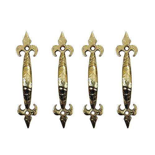 Adonai Hardware "Nethaniah Brass Cabinet Pull Handles (5" x 4 Pack, Polish Lacquered) for Vintage Wooden Barn Doors, Gates, Closets, Furniture, Drawers, Cupboards, Wardrobes and Sheds