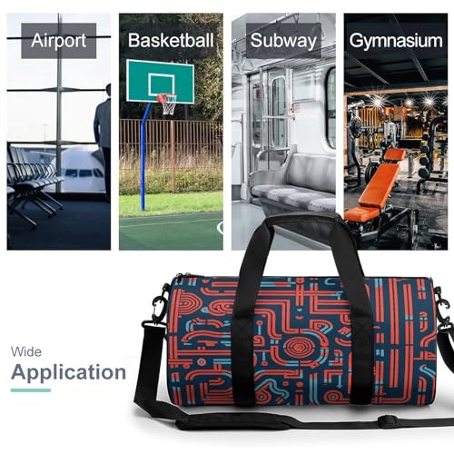 Travel Duffle Bag Blue And Red Pattern Weekender Bags for Women Large Capacity Travel Overnight Bags Foldable Carry On Tote Bags Lightweight Sport Gym Bag For Travel/Gift3