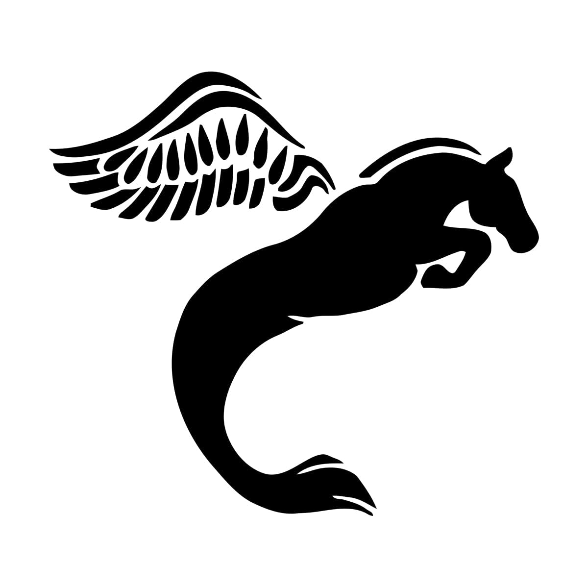 Vinyl Wall Stickers Pegasus Horse Flight Bird Fantastic Animal Fantasy 36x40.3cm It Won't Fall Off Small Black