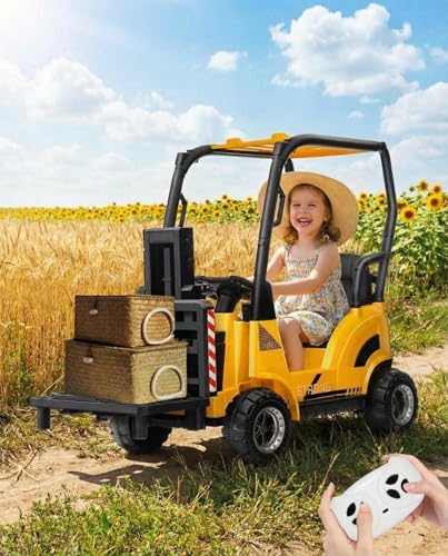 Chariot élévateur électrique enfant pour jouer à la logistique au jardin