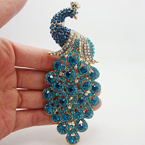 Image of TTjewelry Vintage Peacock Bird Rhinestone Crystal Brooch Pin Art-Deco Style Bird Pendant