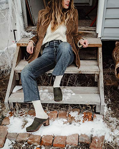 Sandgrens Swedish High Heel Wooden Clog Mules For Women, Us 8-8.5 | Dublin Olive Dk, Eu 39 #TOP3