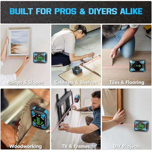 Image of Laser Level with Digital Angle Finder - 3 in 1 Lazer Leveler Tool Digital Angle Gauge Wall Laser Level for Hanging Frames & Picture, Diy Project