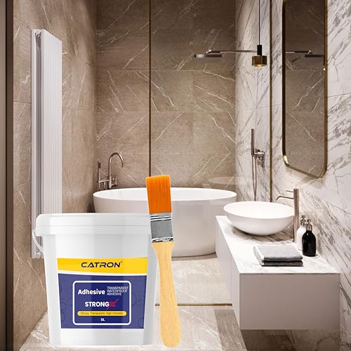 Image of Catron 5L /5Kg Transparent Waterproof Glue with Brush for Crack Seal, Roof Water Leakage Solution, Indoor and Outdoor Epoxy Resin Adhesive Strongx Sealant | for Bathroom, Walls, Tiles and Pipes