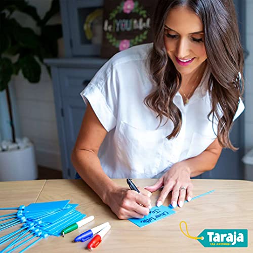 [100Pcs And 4 Permanent Markers Pens ]Plastic Seals Shipping Tags, Taraja Shipping Labels. Plastic Tags, Shipping Tag, Waterproof Tags, Windproof Hanging Tags, Organization Storage Tag (Blue) #TOP2