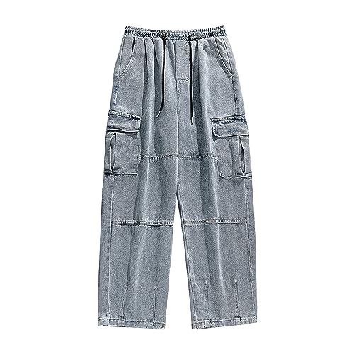 Jeans décontractés à poches multiples pour homme qui cherche confort et rangement