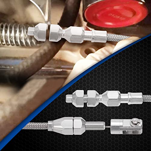 Spurtar 24" Universal Throttle Cable Stainless Steel Braided Covering Locking Throttle Cable Kit With Aluminum Fitting & Ferrule, Adjustable Throttle Cable Automotive Replacement Accelerator Cables #TOP3