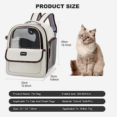 PETCUTE Cat Backpack Carrier,Foldable Pet Carrier Backpack for Cats Small Dogs Puppy with Soft Fleece Mat and Built-in Safety Belt,Transparent Spacious Cat Carrier Rucksack with Great Ventilation - Image 3