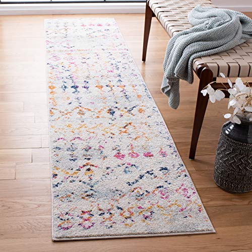 SAFAVIEH Tulum Collection Runner Rug - 2' x 9', Ivory & Gold, Moroccan Boho Distressed Design, Non-Shedding & Easy Care, Ideal for High Traffic Areas in Living Room, Bedroom (TUL240F)