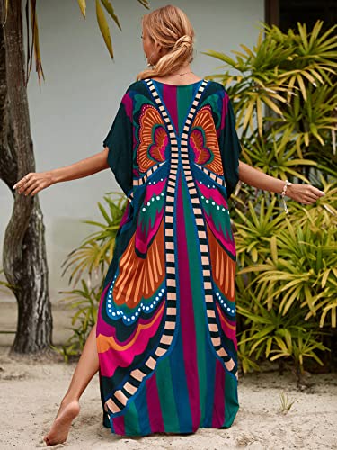 LOUSEA Caftans for Women Plus Size Swim Cover up Vneck Batwing Dress Loose fit Moroccan Caftan mumu Dresses for Women4