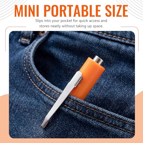 Image of Honoson 25 Pcs Pocket Screwdriver Mini Tops and Pocket Clips Magnetic Slotted Small Screw Driver with a Single Blade Head for Mechanical, Electrician (Orange)