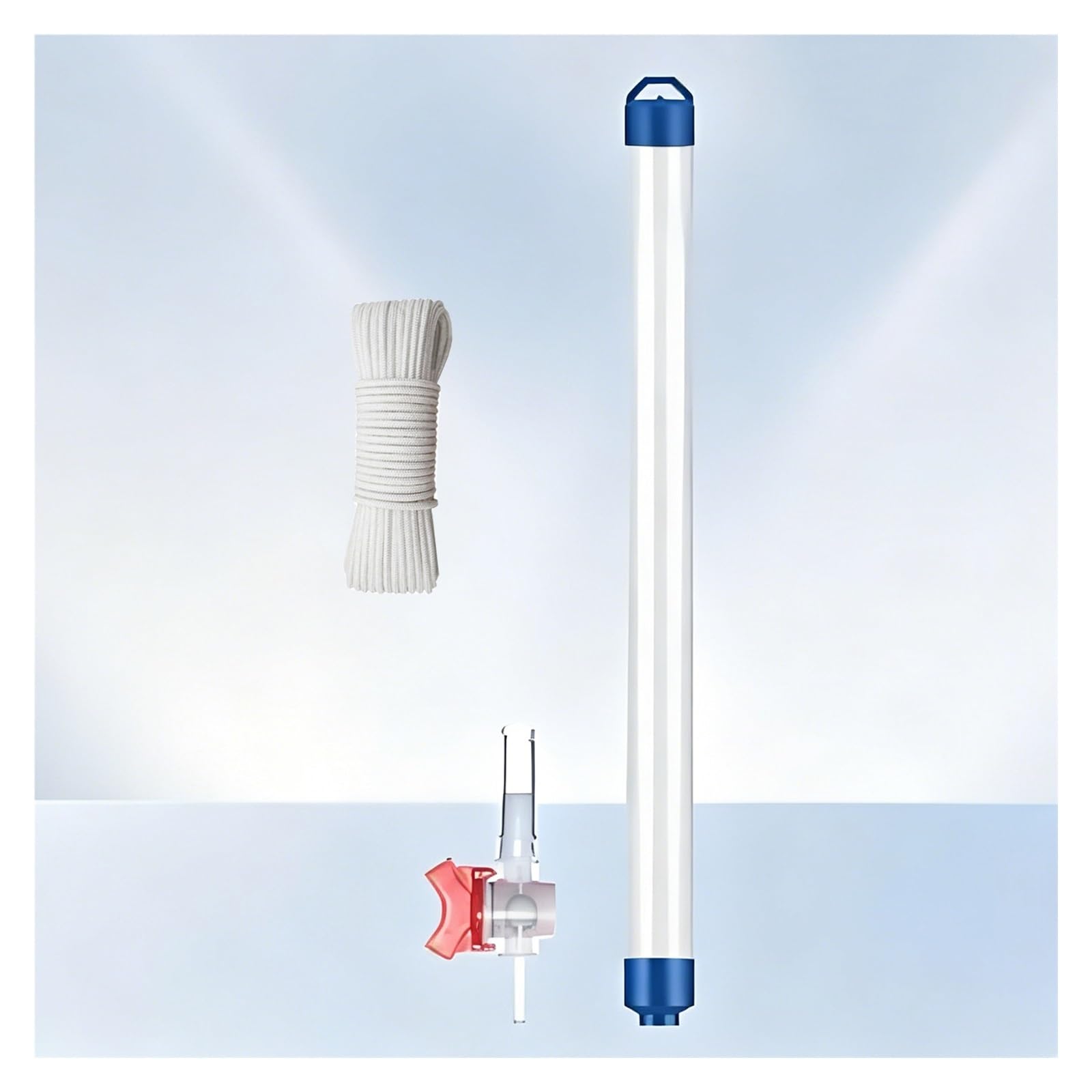 MZZKFC Small Liquid Sampler 22.2 36.7 37.2in，250 500 1000ml Water Sample Collector with Throttling Valve & 32.8ft Rope, Lightweight PVC Water Sampling Spoon(1000ml)
