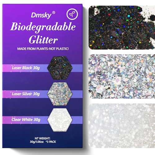 Dmsky Chunky Glitter, 90g/3.18oz Eco Friendly Biodegradable Glitter for Face,