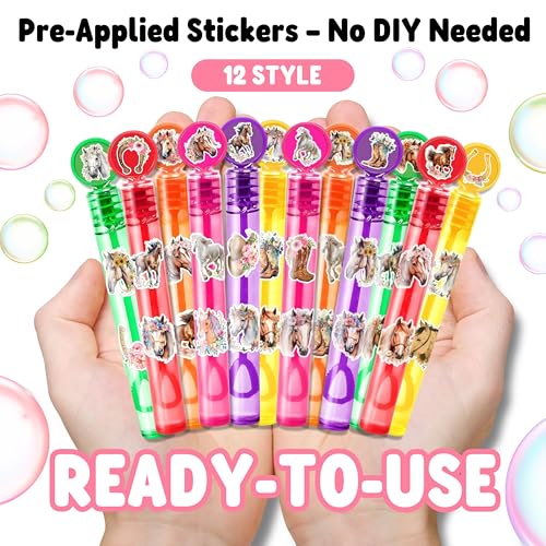 MDNHIO Bubble Wands 24PCS Mini Varitas de Burbujas Temática Floral de Caballos para Fiesta miniatura 5