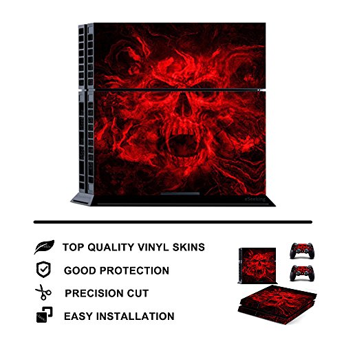 Eseeking Whole Body Vinyl Skin Sticker Decal Cover For Ps4 Console And 2Pcs Controllers Skins Flame Skull #TOP2