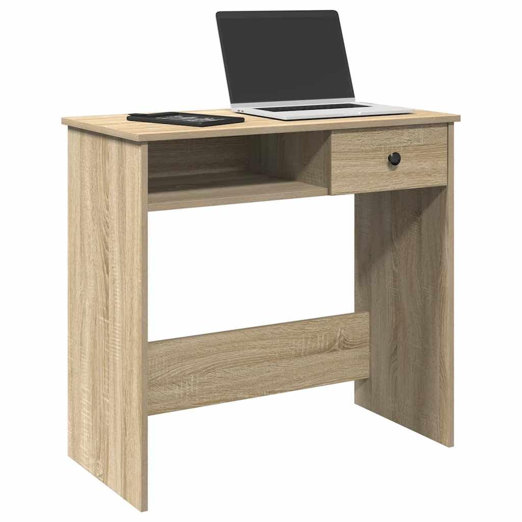 Escritorio de madera de roble Sonoma, 80 x 40 x 75 cm, mesa de ordenador con amplia superficie de trabajo y mucho espacio para carpetas y dispositivos de PC, versátil