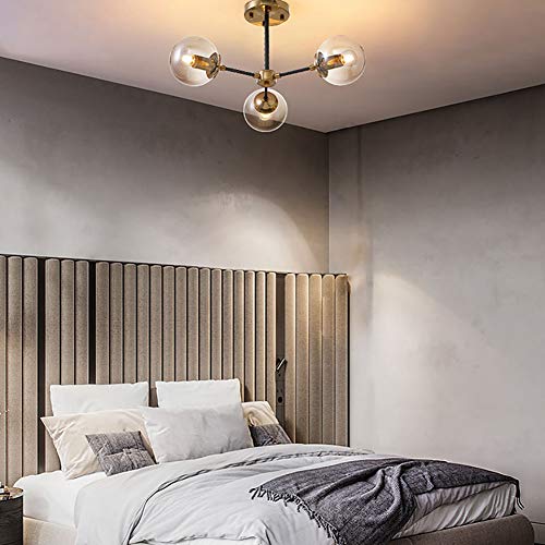 Lámpara de techo Sputnik dorada de 10 esferas ámbar para dormitorio 5