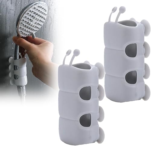 2 supporti per soffione doccia in silicone, supporto a ventosa aggiornato, supporto universale per soffione doccia, supporto regolabile e riposizionabile, non perforante, accessori per doccia da bagno