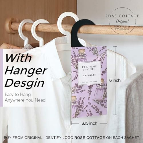 Rose Cottage Large 12 Packs Lavender Hanging Closet Deodorizer Air Freshener Long Lasting Scented Sachets Smell Goods For House thumb #3