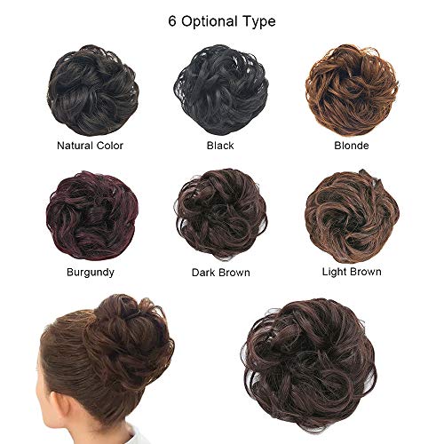 Sunbaca Pedaço de cabelo bagunçado Bun Scrunchie extensão com elástico elástico rabo de cavalo exten