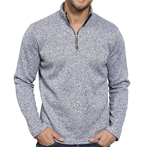 Halfword Suéter para hombre con cremallera y forro polar para hombre, sudadera casual de manga larga, suéter ligero S-3XL, gris, M Cover