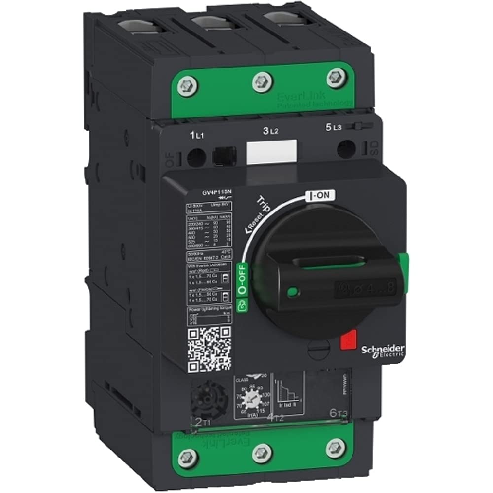 Motor Circuit Breaker, Schneider Electric TeSys GV4, 3P, 115A, ICU 25kA, Thermal Magnetic, Everlink terminals,GV4P115B