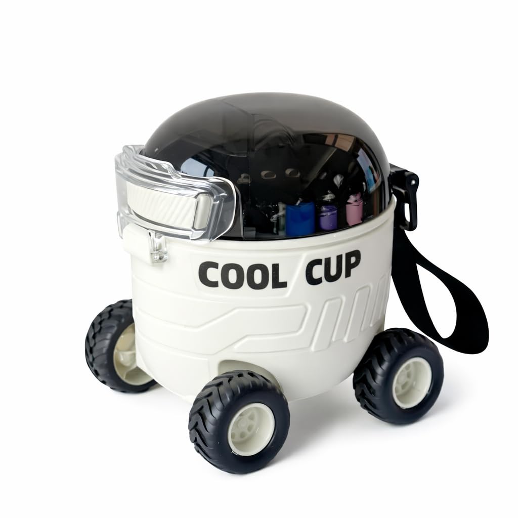 Cool Cup Rolling Cooler with Wheels, White and Black, Portable Insulated Container with Handle (White)-image-49