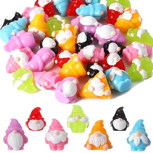 GGSTDDUP 35 Pcs Mini Sculptures Resin Gnomes 7 Colors Tiny Gnomes Miniature Figurines Miniature Gnome Figurines Mini Gnome Decor for Garden Landscape Outdoor Patio Yard Dollhouse Potted Plant Decor