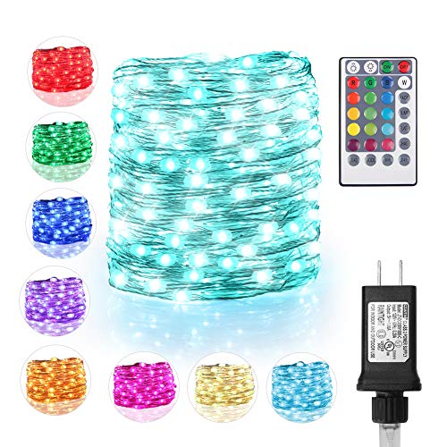 120 LED String Lights Plug-in, 40ft 16 Colors Waterproof Fairy Lights Remote Control with Timer Firefly Twinkle Lights 132 Modes Decorative Lighting for Bedroom Wedding Christmas Tree Halloween Decor
