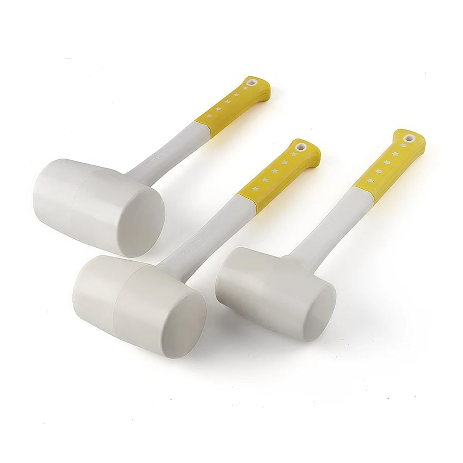 Martelli for installazione di colla in plastica for piastrelle di ceramica, martello in gomma bianca, resistente, 1 pezzo, diametro 55 mm, 60 mm, 70 mm, con impugnatura antiscivolo fangzi (Si