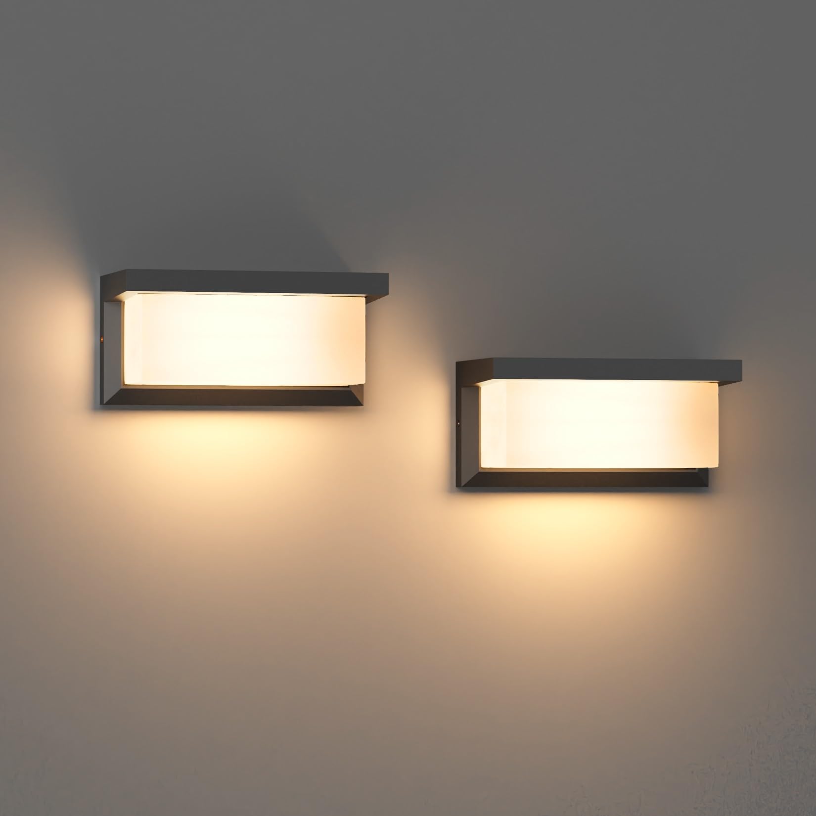 Klighten 2 piezas E27 apliques exterior, IP65, potencia máxima 60W apliques de pared para, lámpara de pared adecuados para interior exterior, terraza, negro. (sin bombilla)