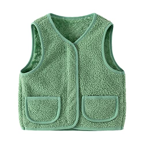 Toddler Baby Girls Boys Fall Winter Warm Vest Kids Fleece Jacket Zipper Warm Sleeveless Outerwear (Green, 5-6 Years)