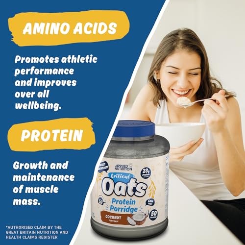 Applied Nutrition Critical Oats - Protein Oats, Porridge with ISO-XP Whey Protein Isolate, Healthy Breakfast and High Protein Snack (3kg - 50 Servings) (Coconut)