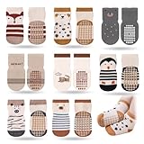 Pluvyze 8 Paar Stoppersocken Kinder Rutschsocken Baby Tiermotive Anti Rutsch Socken Kind Krabbelsocken Baby Rutschsocken Baby Socken Geeignet für Jungen Und Mädchen Im Alter von 1–3 Jahren