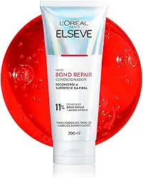 L'Oréal Paris Elseve Bond Repair Condicionador Reparação Molecular com Ácido Cítrico, Sela Cutículas e Reconstrói Ligações, Devolve Força, Brilho e Maciez aos Cabelos Danificados, 200ml