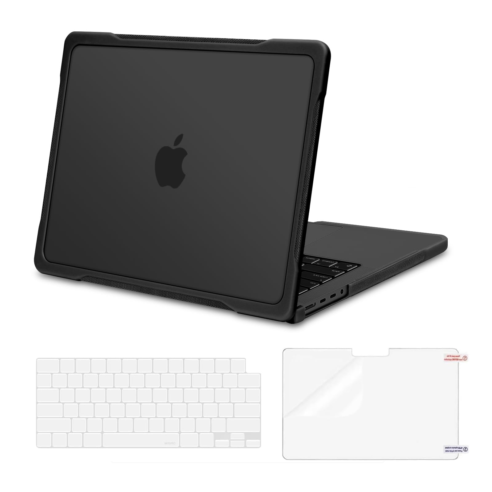 MOSISO Compatible with MacBook Pro 14 inch Case 2025-2021 M5 M4 M3 M2 M1 A3434 A3112 A3185 A3401 A2918 A2992 A2779 A2442, Soft TPU Bumper Anti-Scratch Hard Case&Keyboard Skin&Screen Film, Black