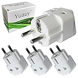 Yuauy 3 PCs 2 in 1 America US USA to EU Europe Euro Charger Adapter Wall Plug Power Jack Converter for Germany France Europe Russia Grounded Travel Home White